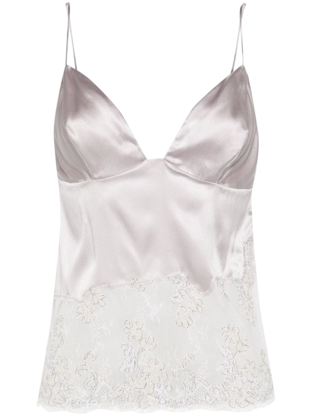 Elisabetta Franchi floral-lace detail top - Grey von Elisabetta Franchi