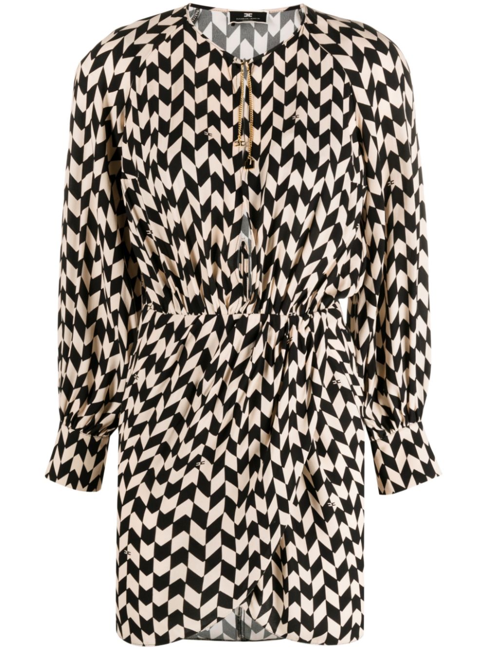 Elisabetta Franchi herringbone-print georgette minidress - Black von Elisabetta Franchi