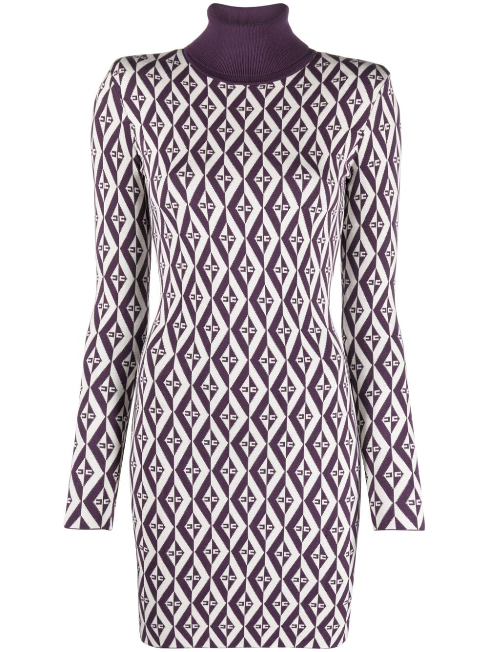 Elisabetta Franchi ikat-pattern knitted minidress - Purple von Elisabetta Franchi