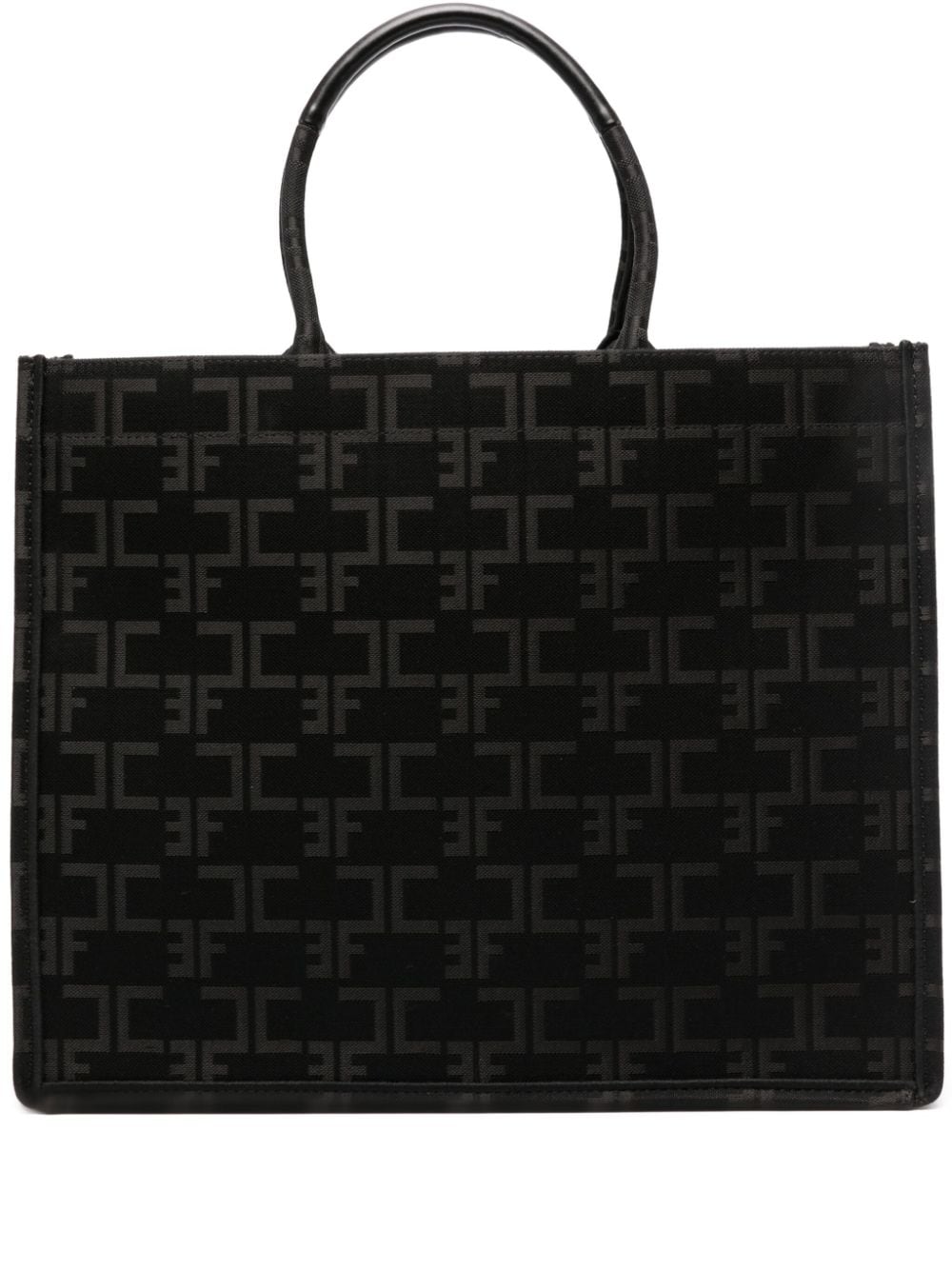 Elisabetta Franchi large monogram-jacquard tote bag - Black von Elisabetta Franchi