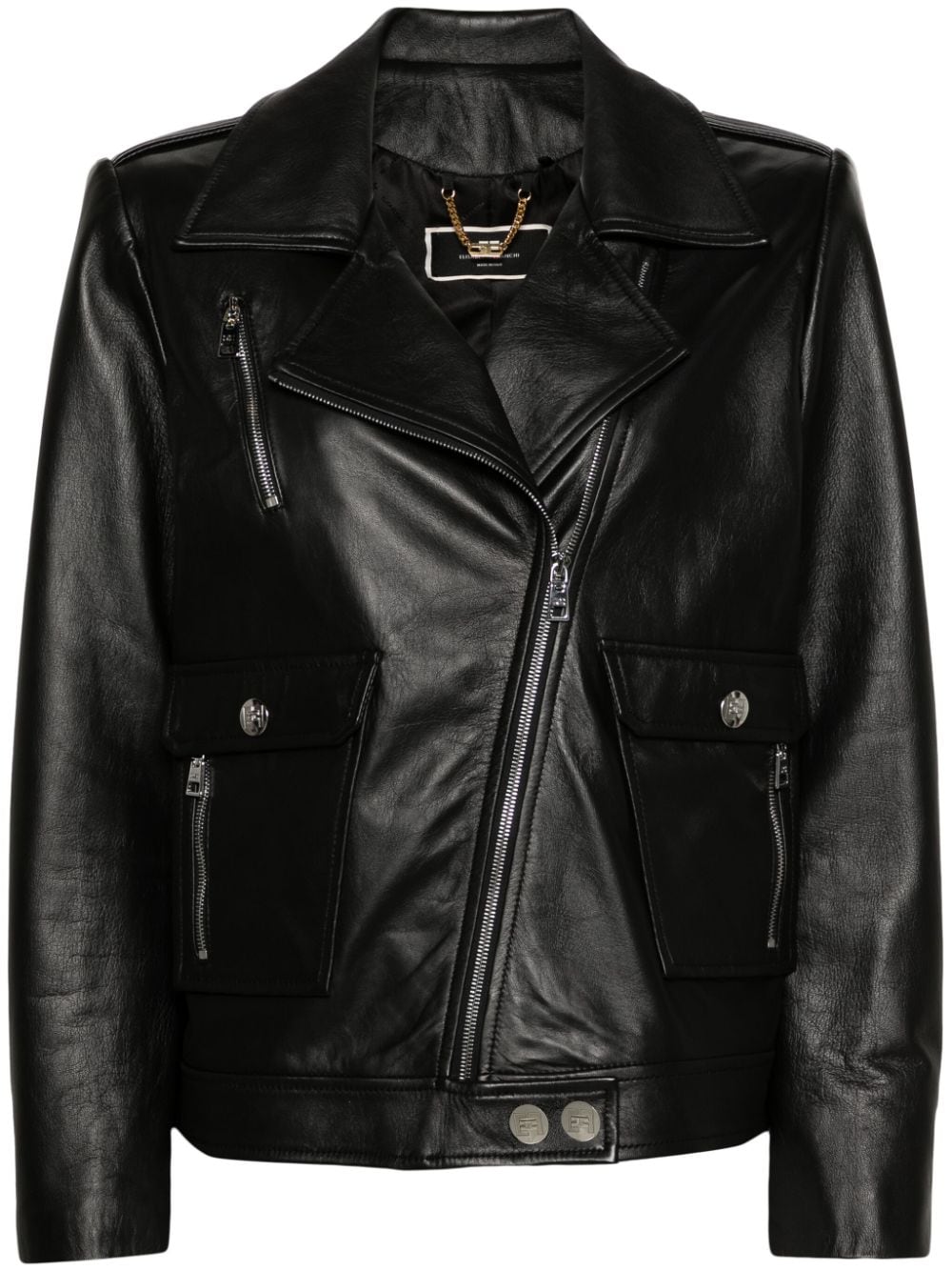 Elisabetta Franchi leather biker jacket - Black von Elisabetta Franchi