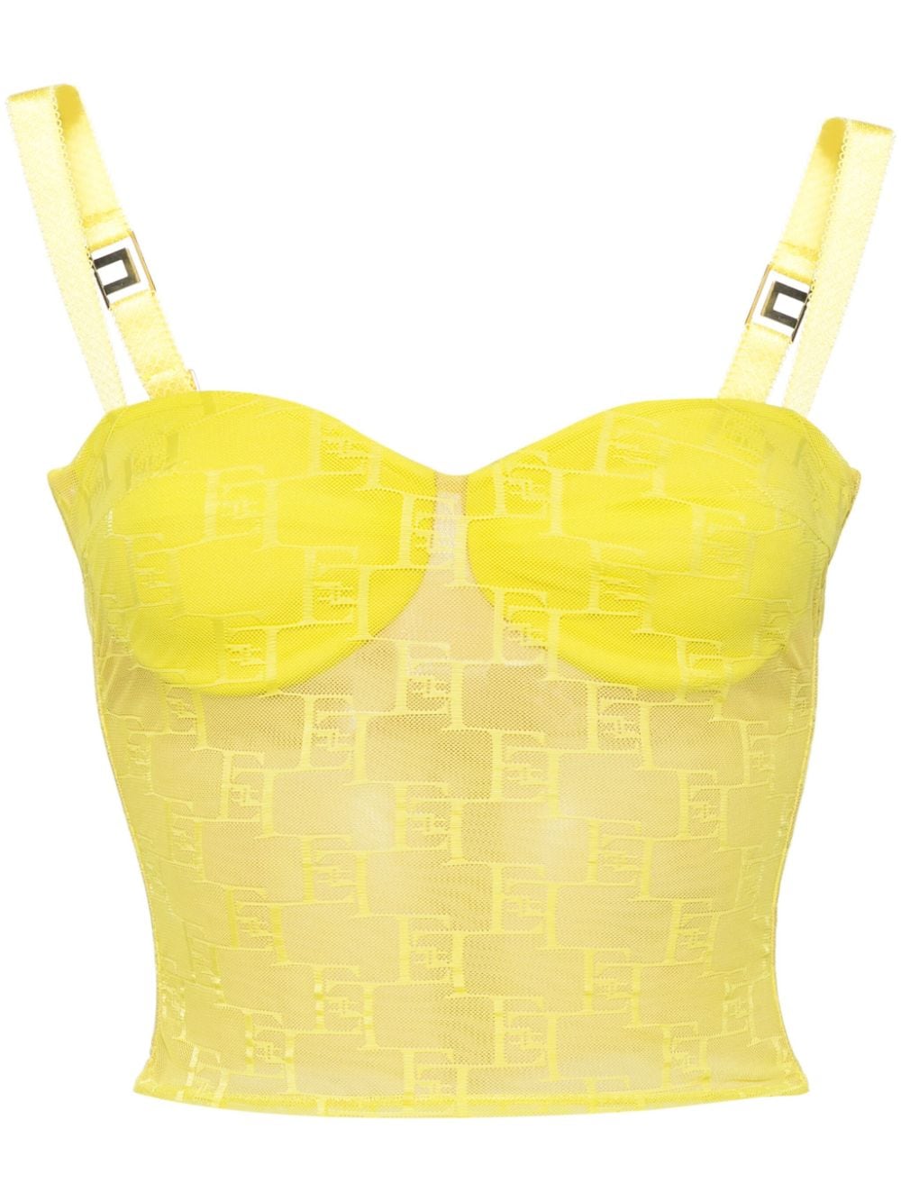 Elisabetta Franchi logo-embroidered bustier top - Yellow von Elisabetta Franchi