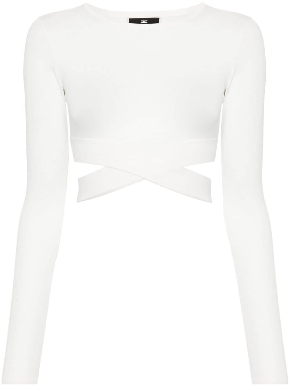 Elisabetta Franchi logo-embroidered cropped jumper - White von Elisabetta Franchi