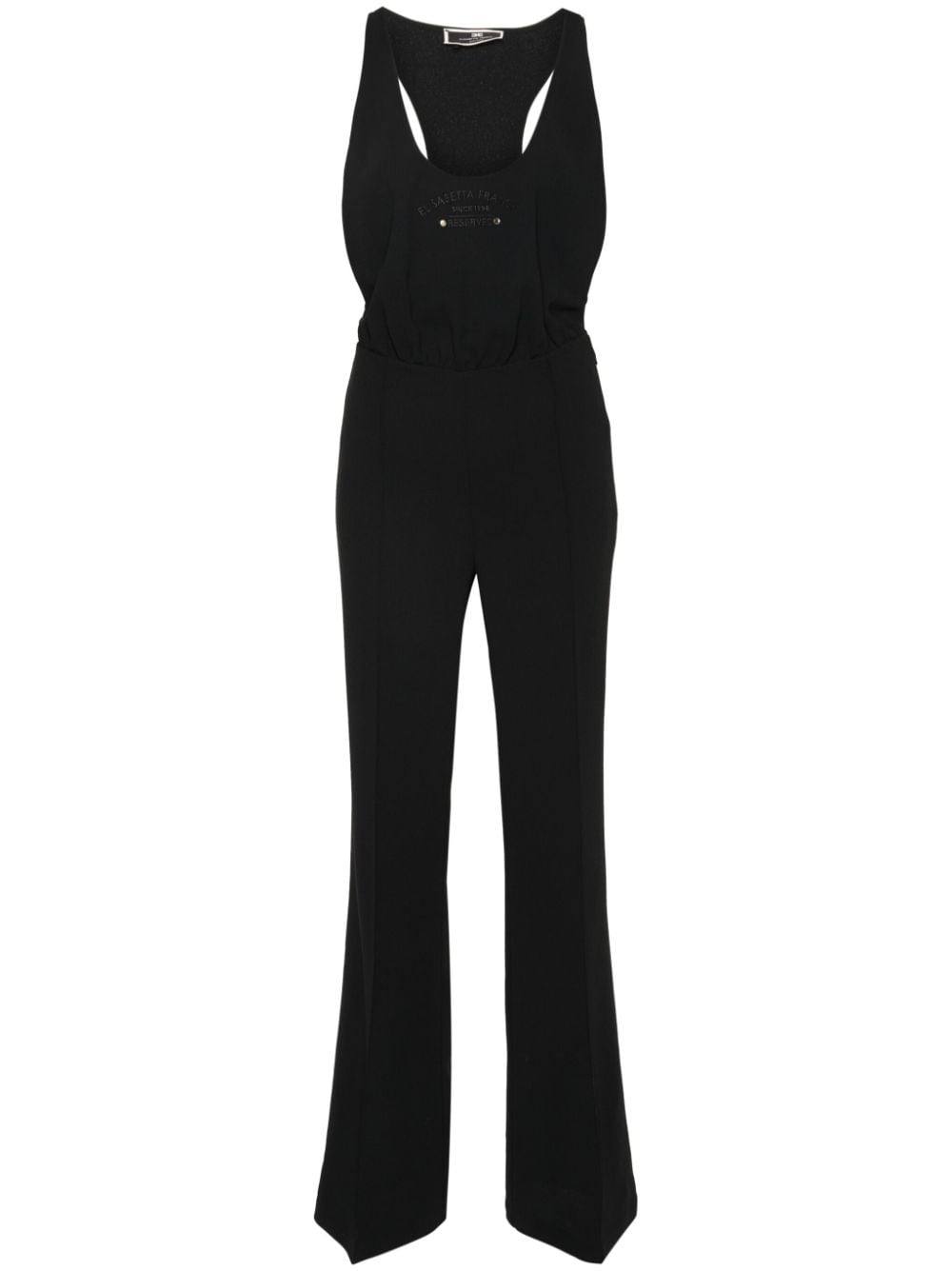 Elisabetta Franchi logo-embroidered flared jumpsuit - Black von Elisabetta Franchi