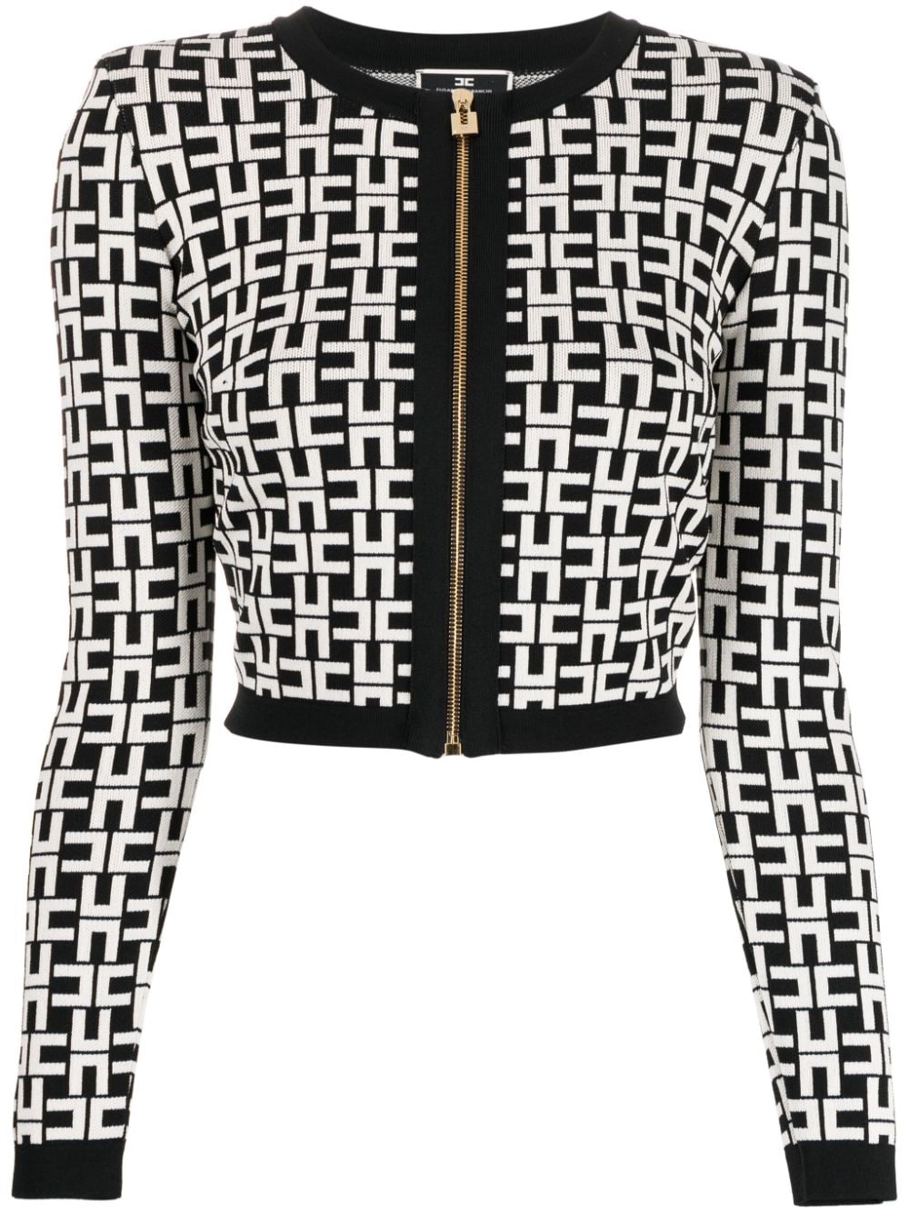 Elisabetta Franchi logo-jacquard cropped cardigan - Black von Elisabetta Franchi