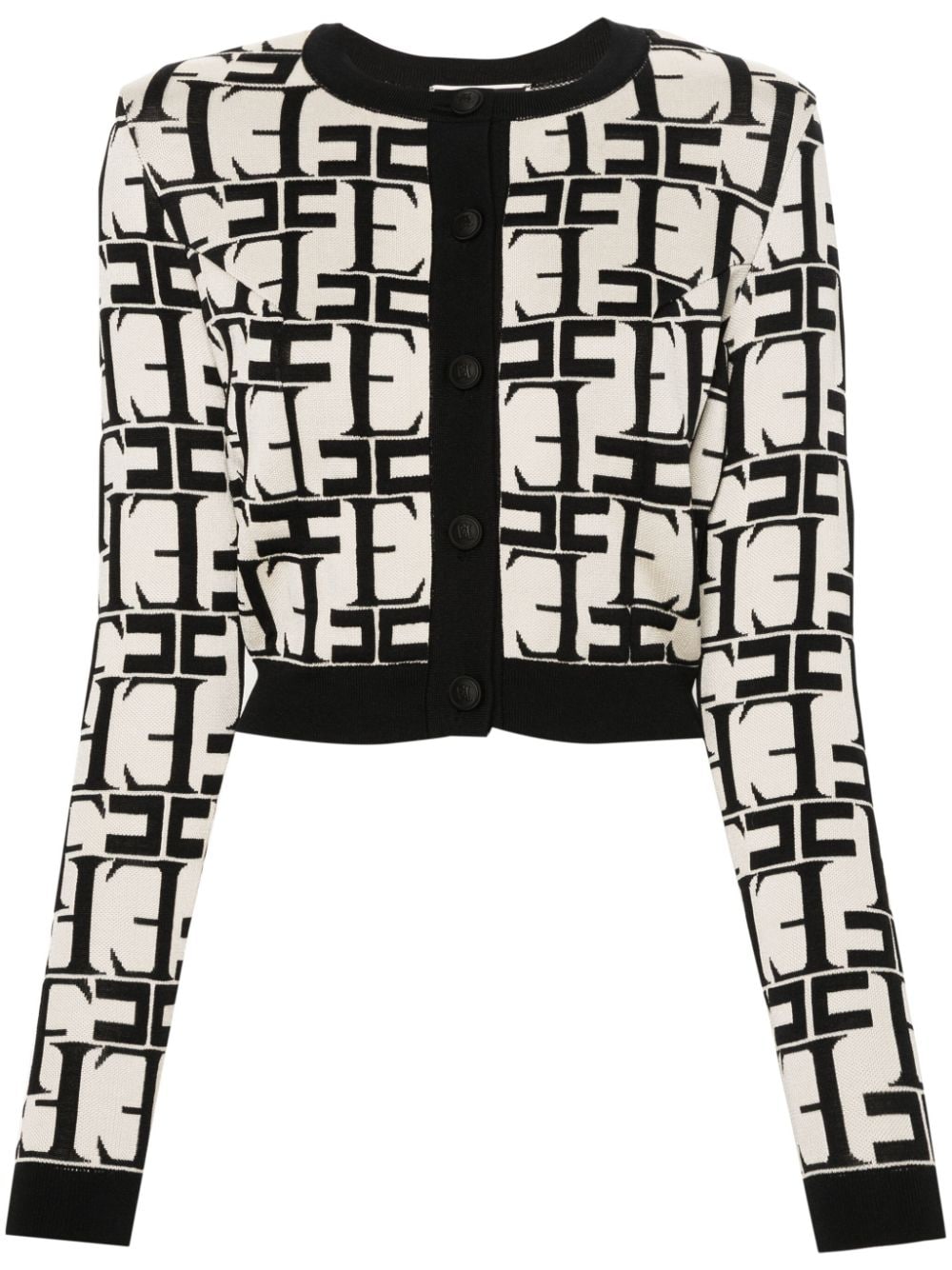 Elisabetta Franchi logo-jacquard cropped cardigan - Black von Elisabetta Franchi