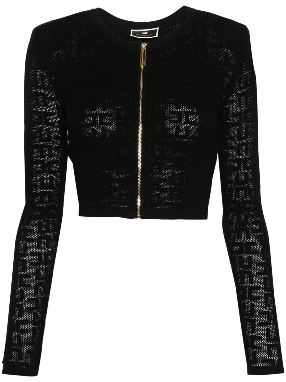 Elisabetta Franchi logo-jacquard cropped cardigan - Black von Elisabetta Franchi