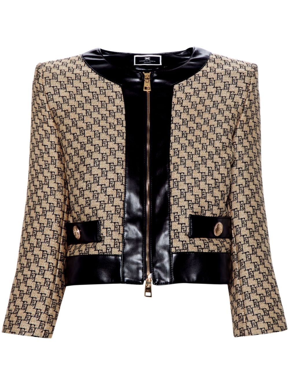 Elisabetta Franchi logo-jacquard cropped jacket - Neutrals von Elisabetta Franchi