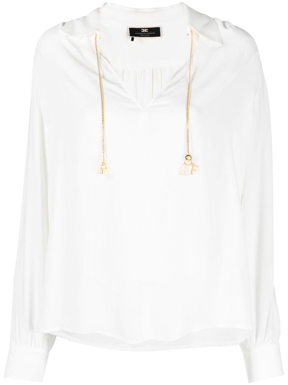 Elisabetta Franchi logo-pendant crepe-texture shirt - White von Elisabetta Franchi