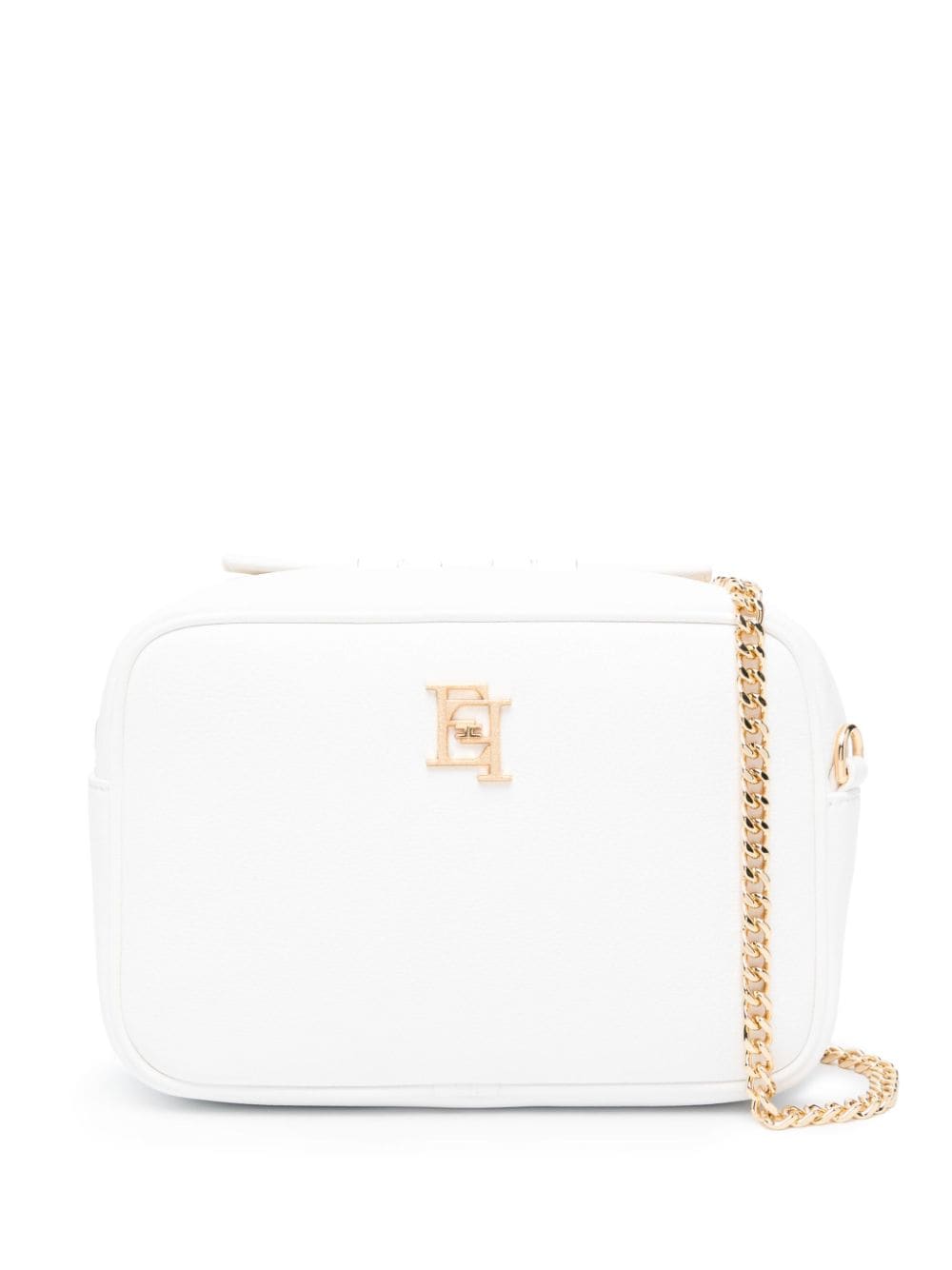 Elisabetta Franchi logo-plaque faux-leather shoulder bag - White von Elisabetta Franchi