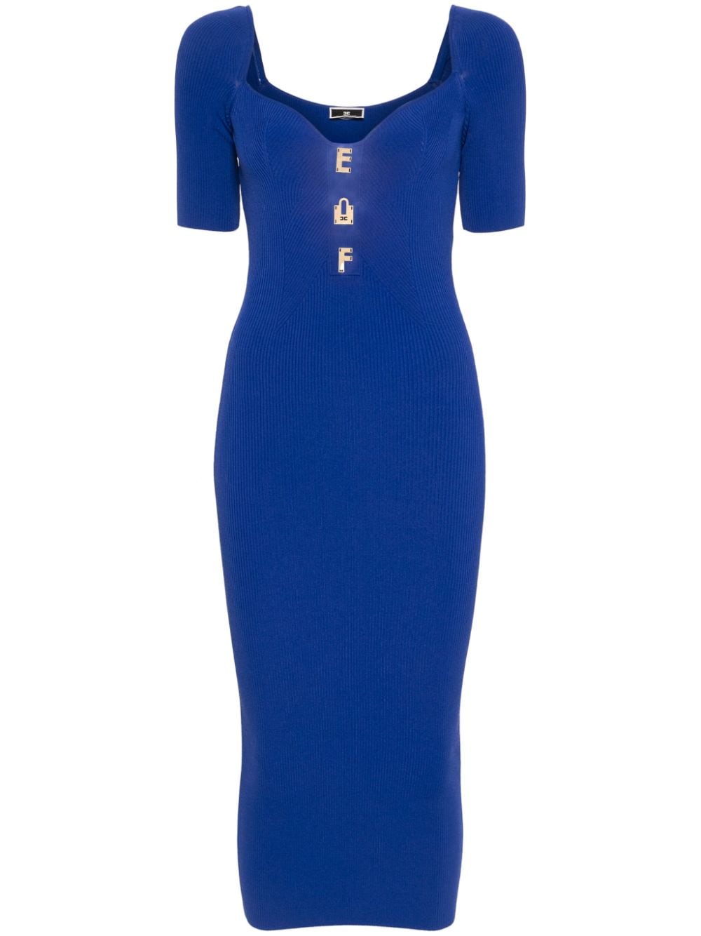 Elisabetta Franchi logo-plaque ribbed dress - Blue von Elisabetta Franchi