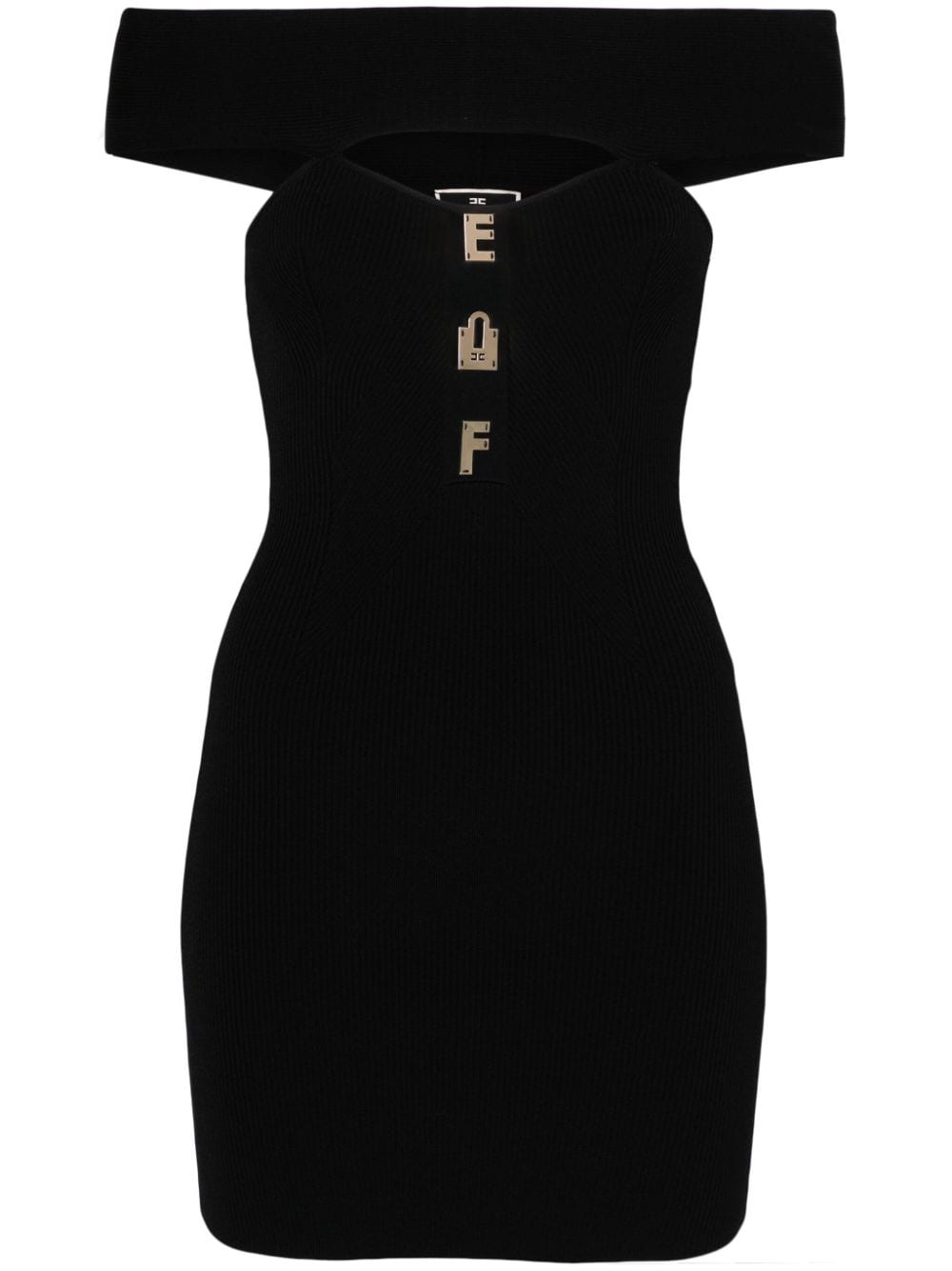 Elisabetta Franchi logo-plaque ribbed mini fress - Black von Elisabetta Franchi