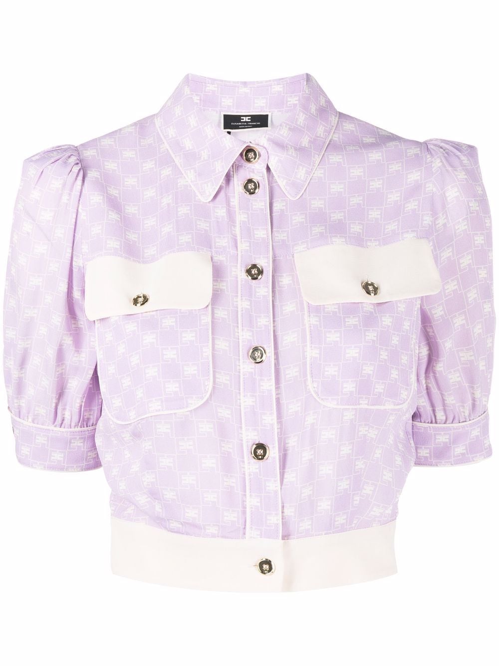 Elisabetta Franchi logo-print cropped blouse - Purple von Elisabetta Franchi