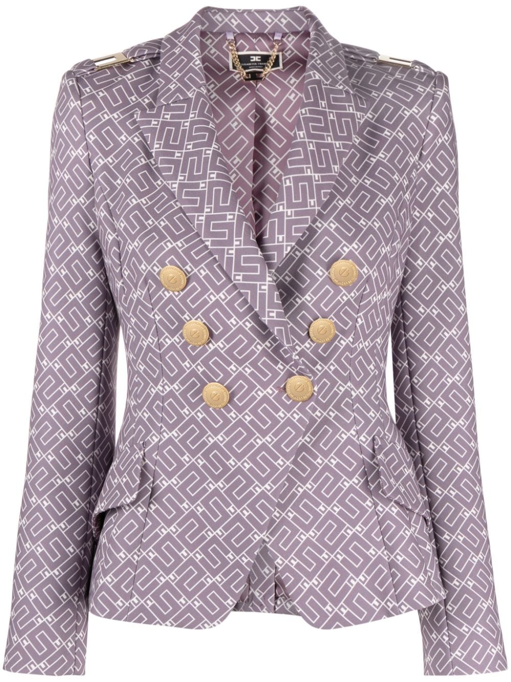 Elisabetta Franchi monogram-print double-breasted blazer - Purple von Elisabetta Franchi