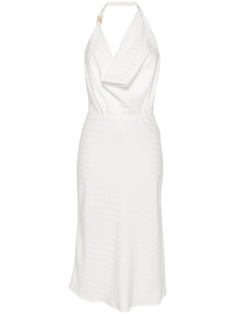 Elisabetta Franchi monogram-jacquard cowl-neck dress - White von Elisabetta Franchi
