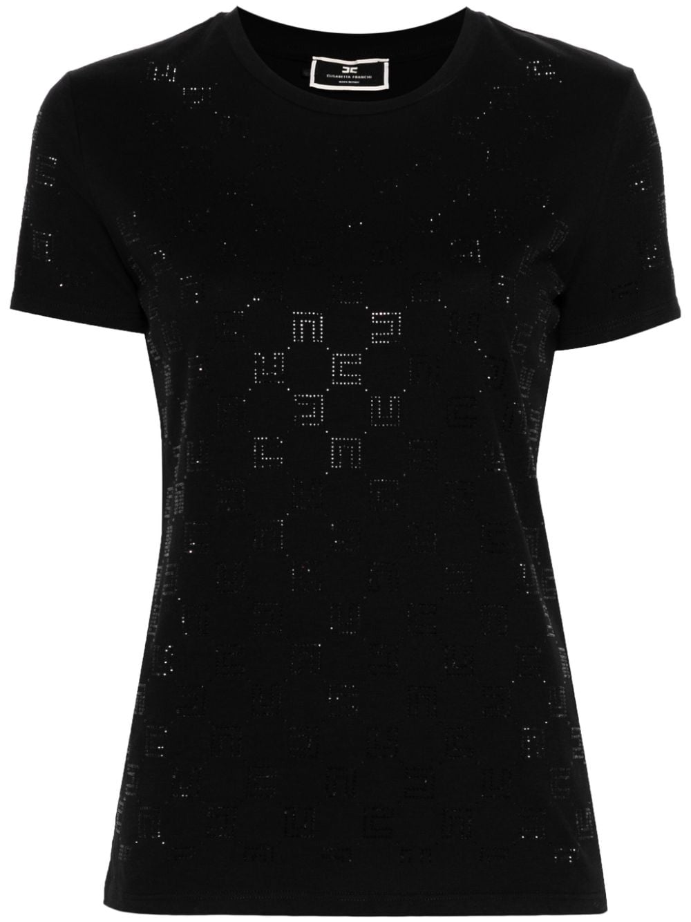Elisabetta Franchi monogram-rhinestones cotton T-shirt - Black von Elisabetta Franchi
