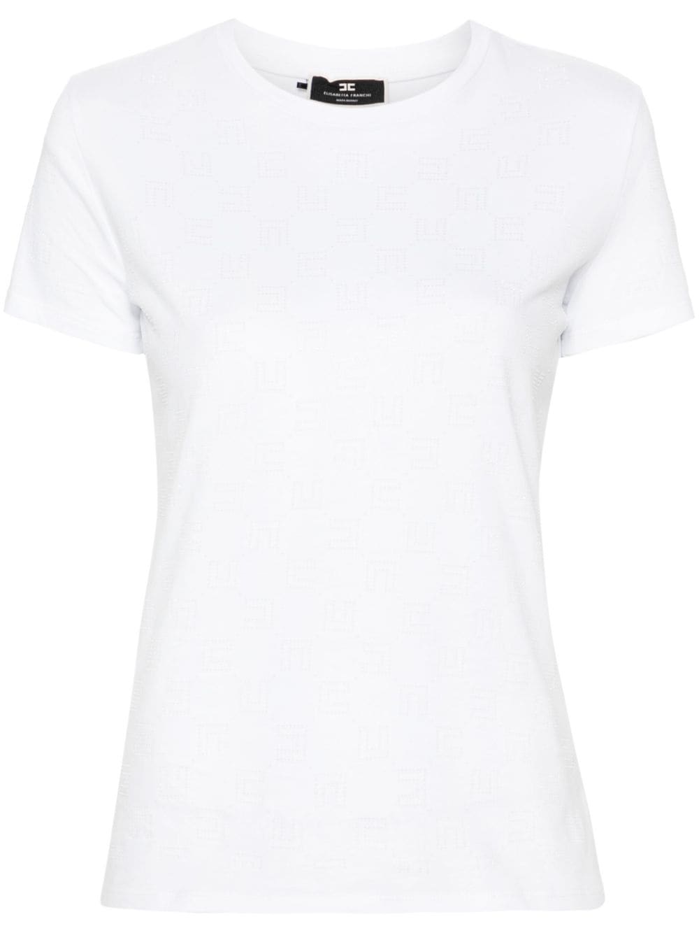 Elisabetta Franchi monogram-rhinestones cotton T-shirt - White von Elisabetta Franchi