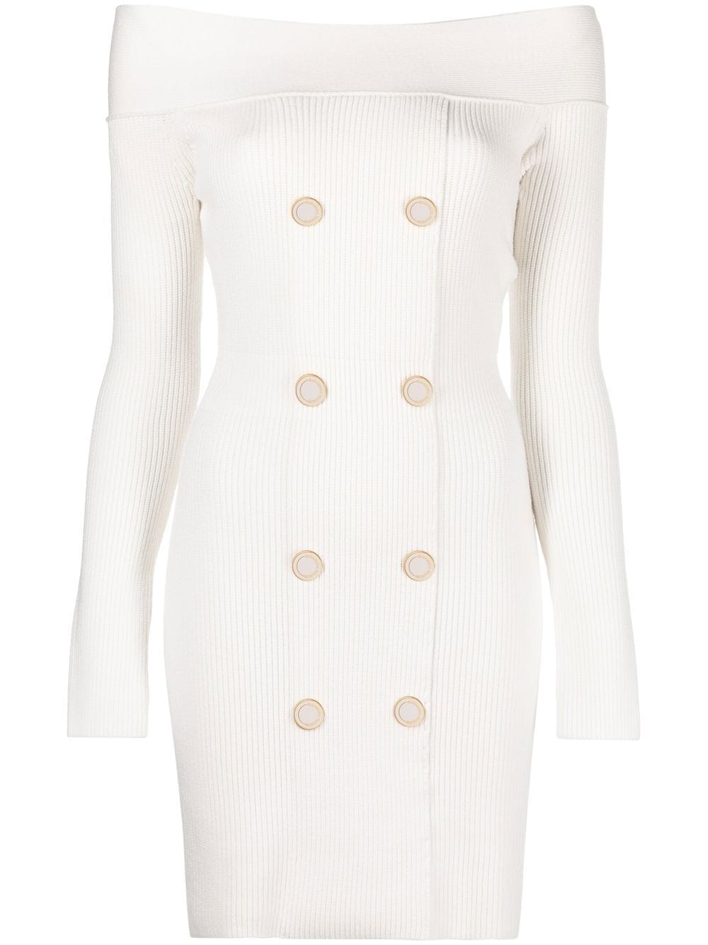 Elisabetta Franchi off-shoulder knitted blazer dress - White von Elisabetta Franchi