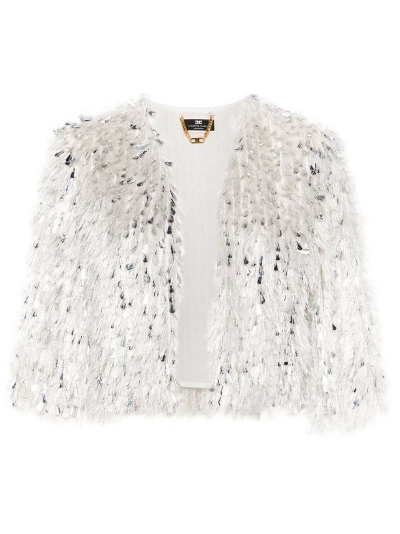 Elisabetta Franchi paillette-embellished frayed jacket - Grey von Elisabetta Franchi