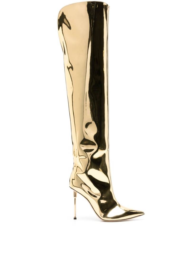 Elisabetta Franchi patent above-knee boots - Gold von Elisabetta Franchi
