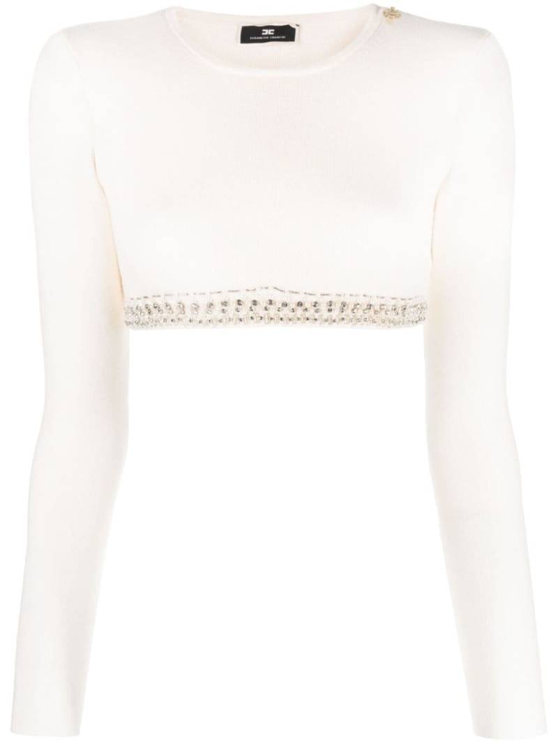 Elisabetta Franchi rhinestone-embellished crop top - Neutrals von Elisabetta Franchi