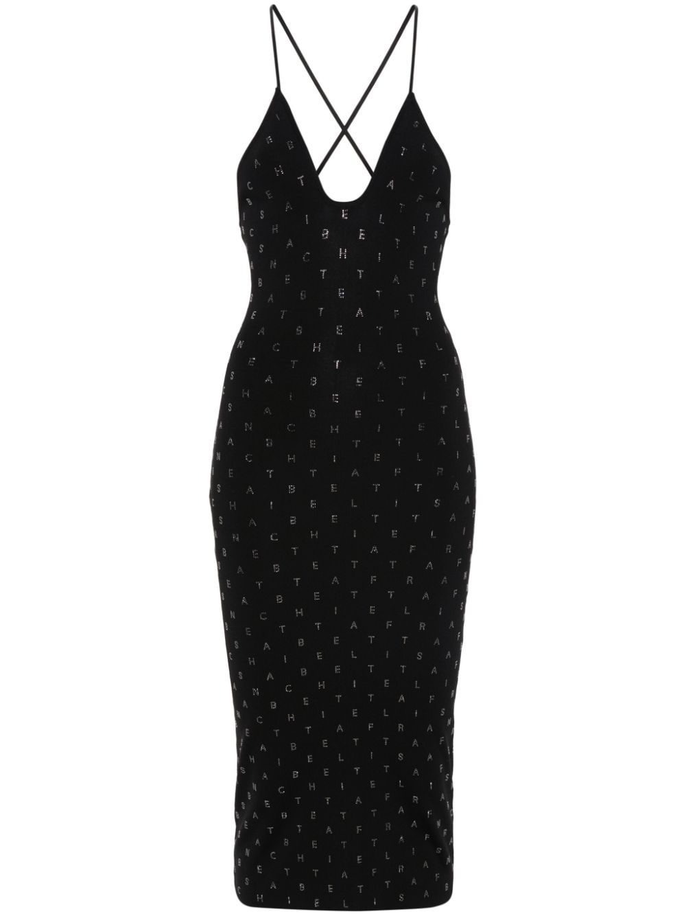 Elisabetta Franchi rhinestone-logo midi dress - Black von Elisabetta Franchi