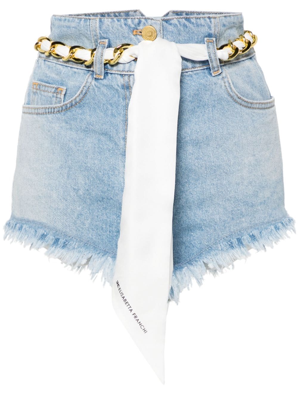 Elisabetta Franchi scarf-belt denim shorts - Blue von Elisabetta Franchi