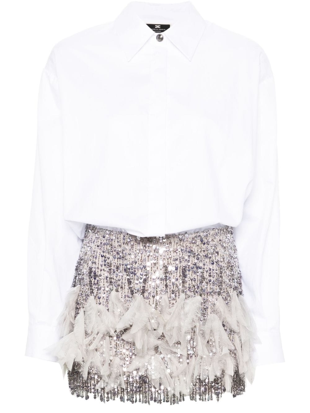 Elisabetta Franchi sequined panelled shirt minidress - White von Elisabetta Franchi