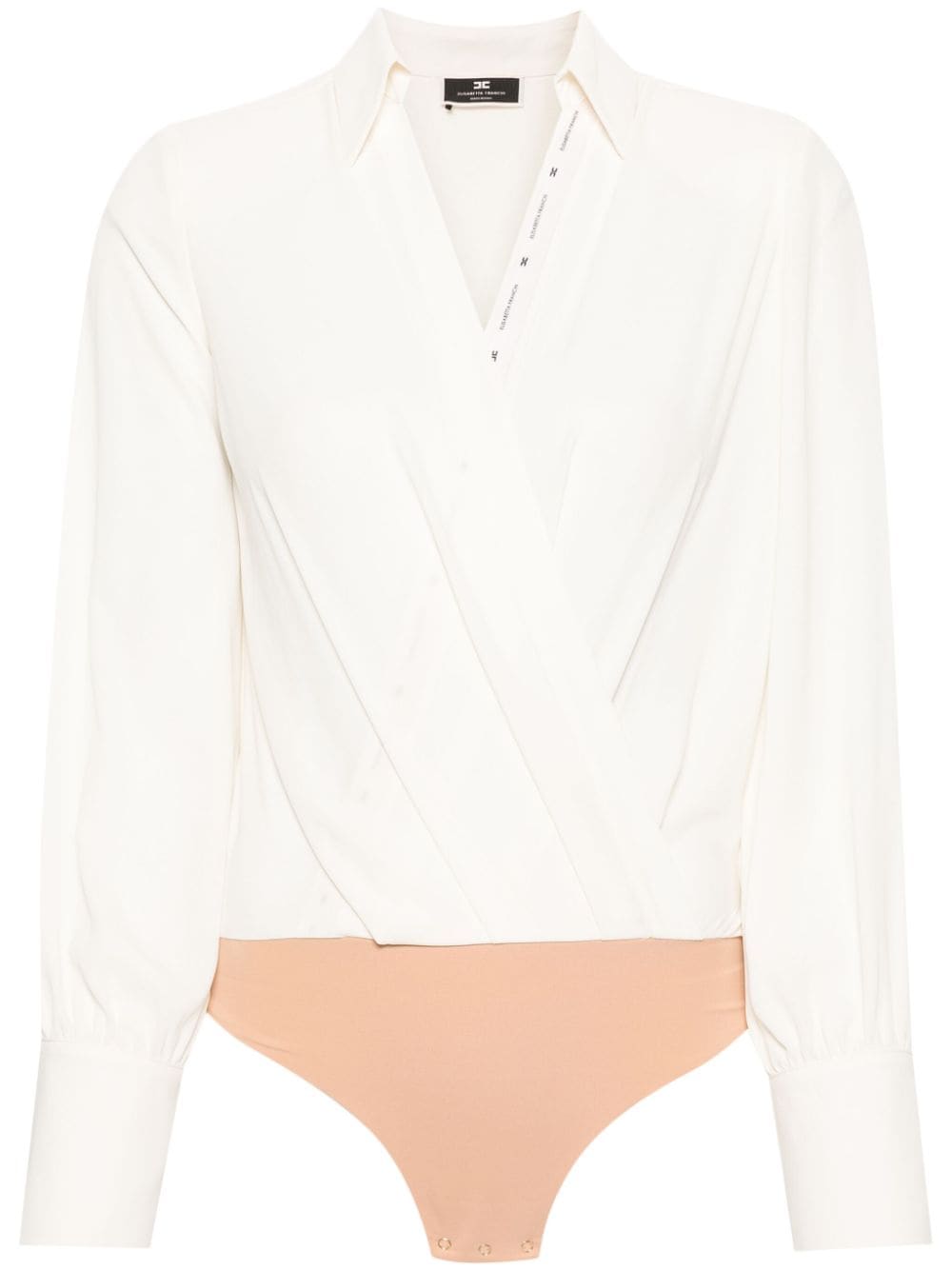 Elisabetta Franchi sheer crepe V-neck bodysuit - Neutrals von Elisabetta Franchi