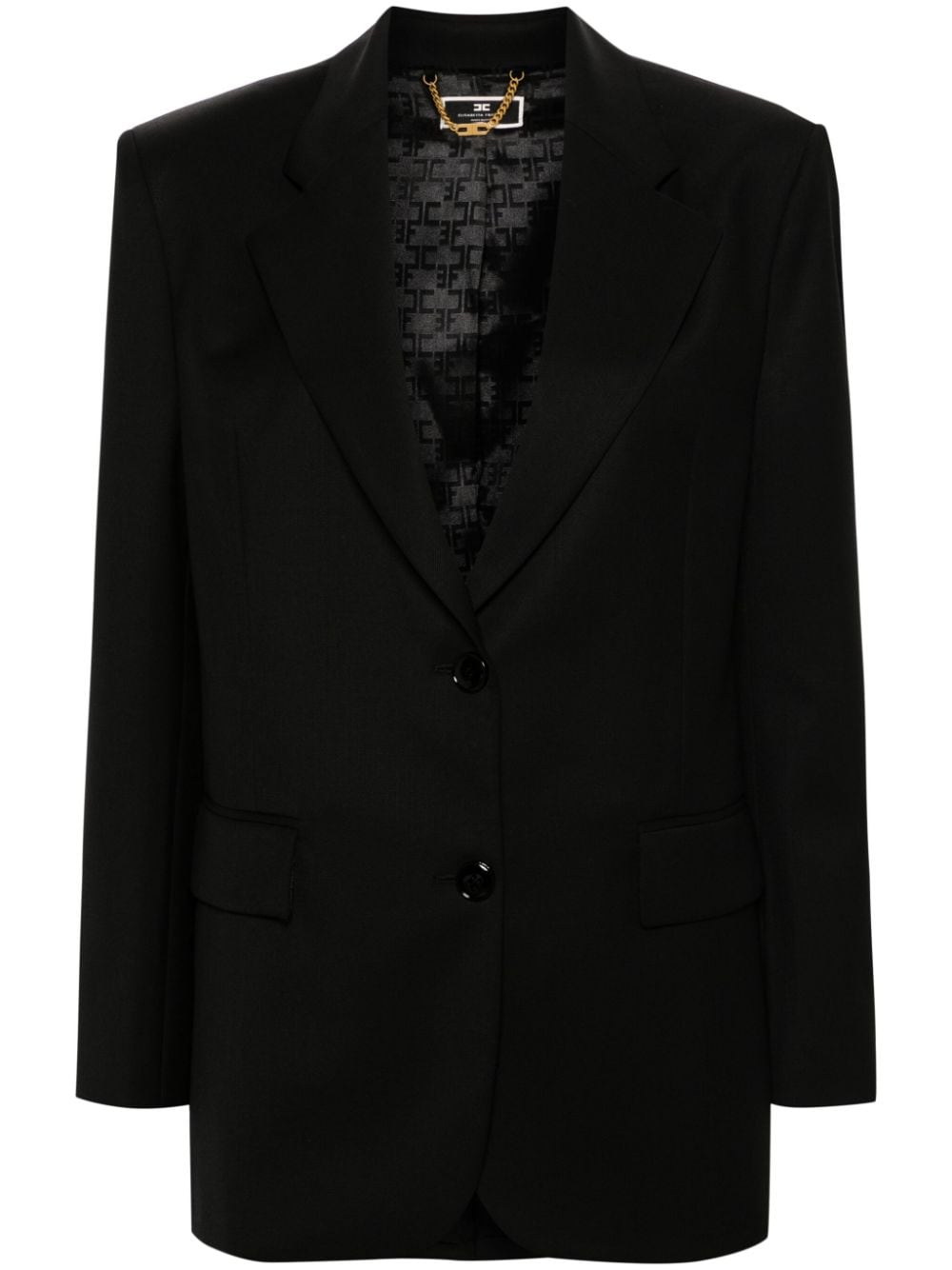 Elisabetta Franchi single-breasted virgin wool blazer - Black von Elisabetta Franchi