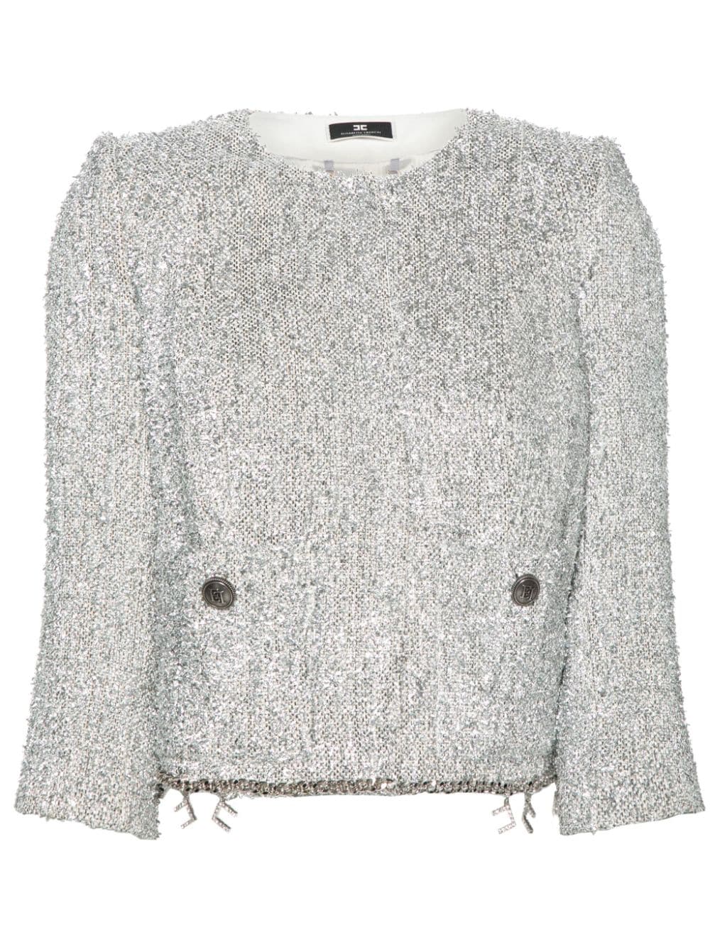 Elisabetta Franchi tweed cropped jacket - Silver von Elisabetta Franchi