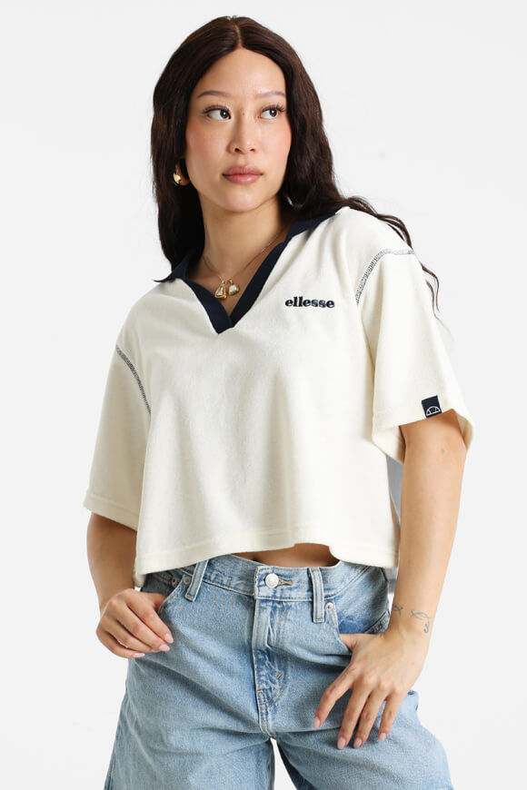 Ellesse Valeti Frottee Crop T-Shirt | Offwhite | Damen  | M von Ellesse