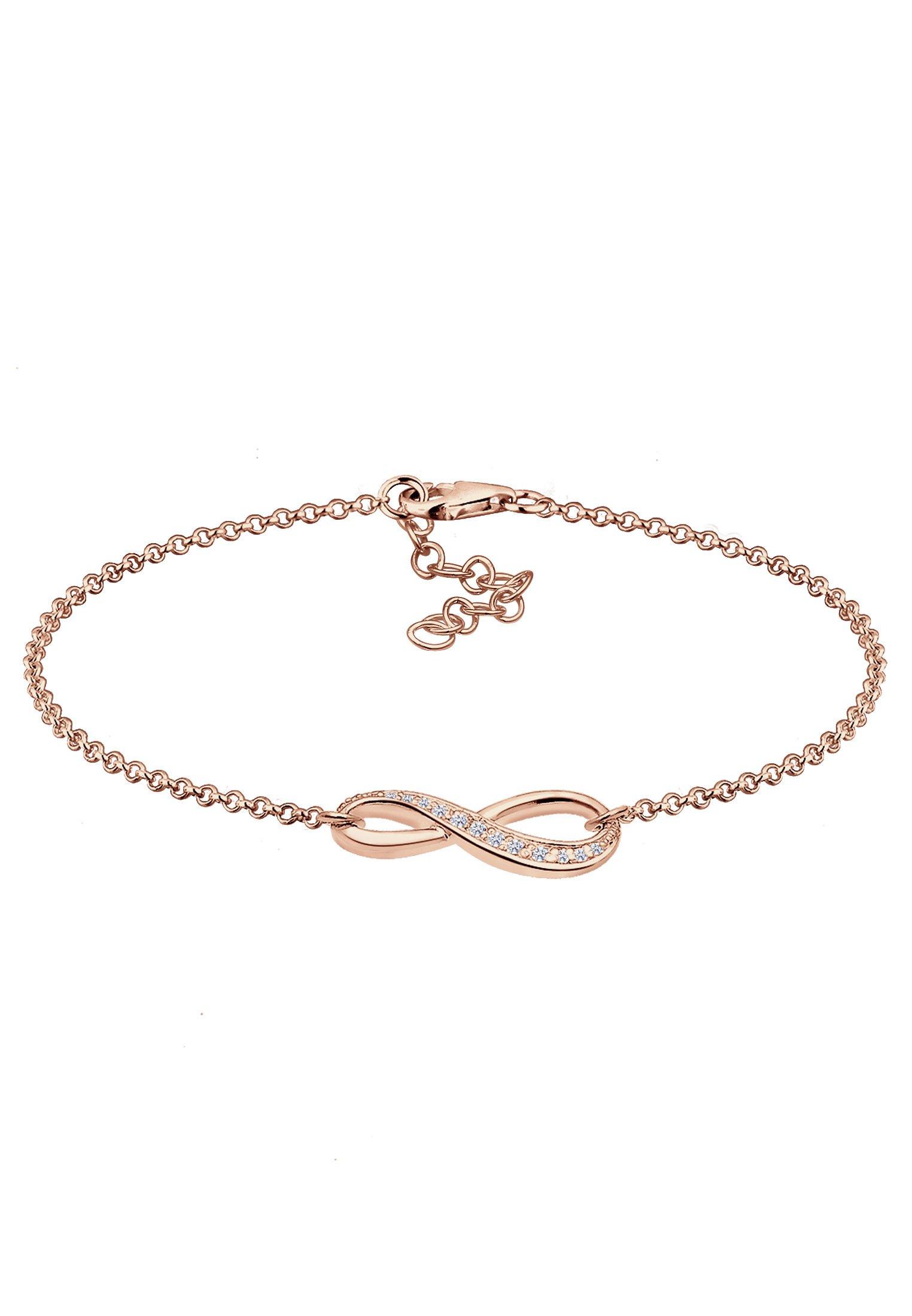 Armband Infinity Symbol Endlos Zirkonia Damen Goldrosa 18cm von Elli