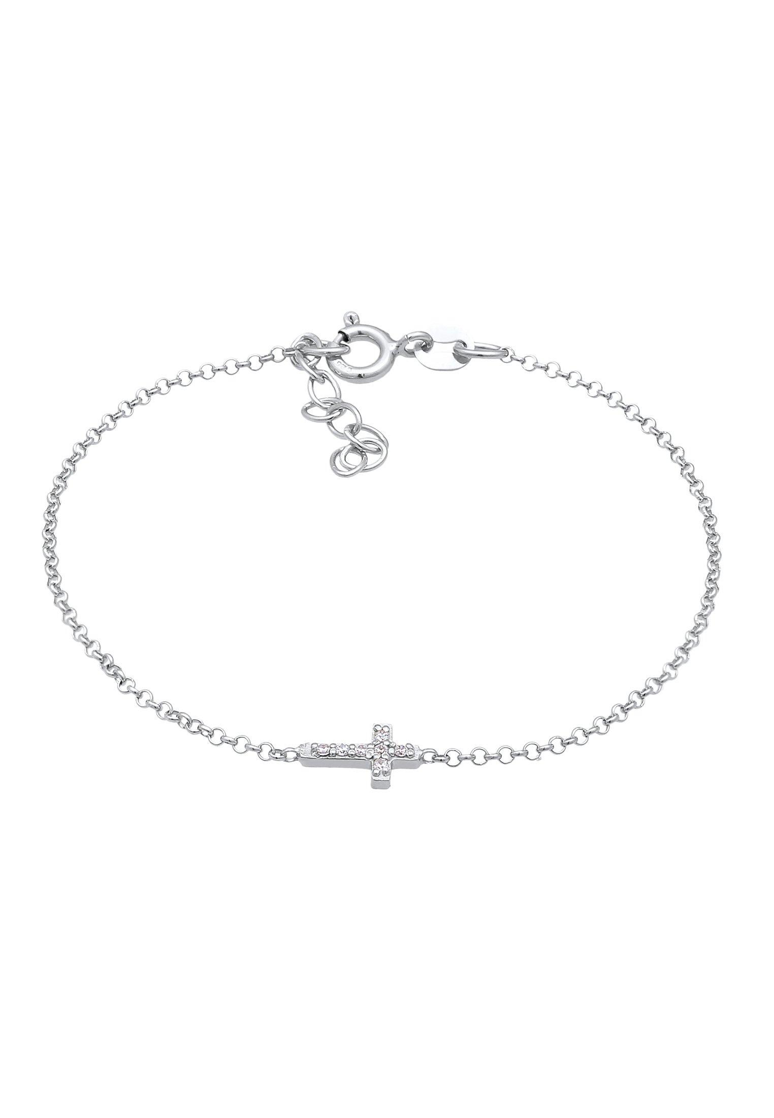 Armband Mädchen Kreuz Zirkonia Religion Unisex Silber 14cm von Elli