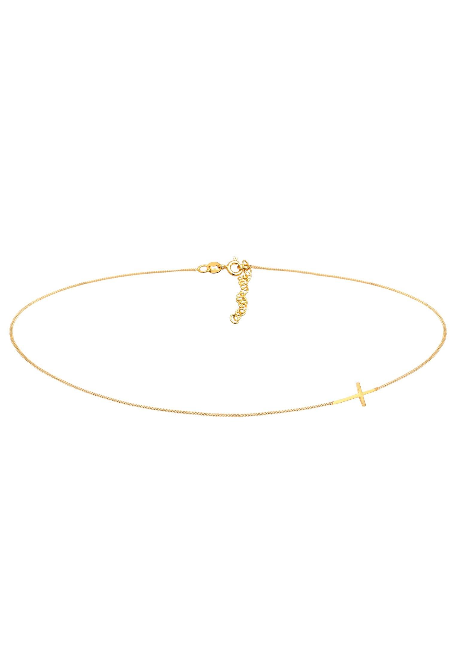 Halskette Choker Kreuz Damen Gold 36cm von Elli