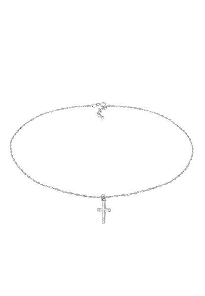 Halskette Choker Kreuz Gedreht Modern Damen Silber 36cm von Elli