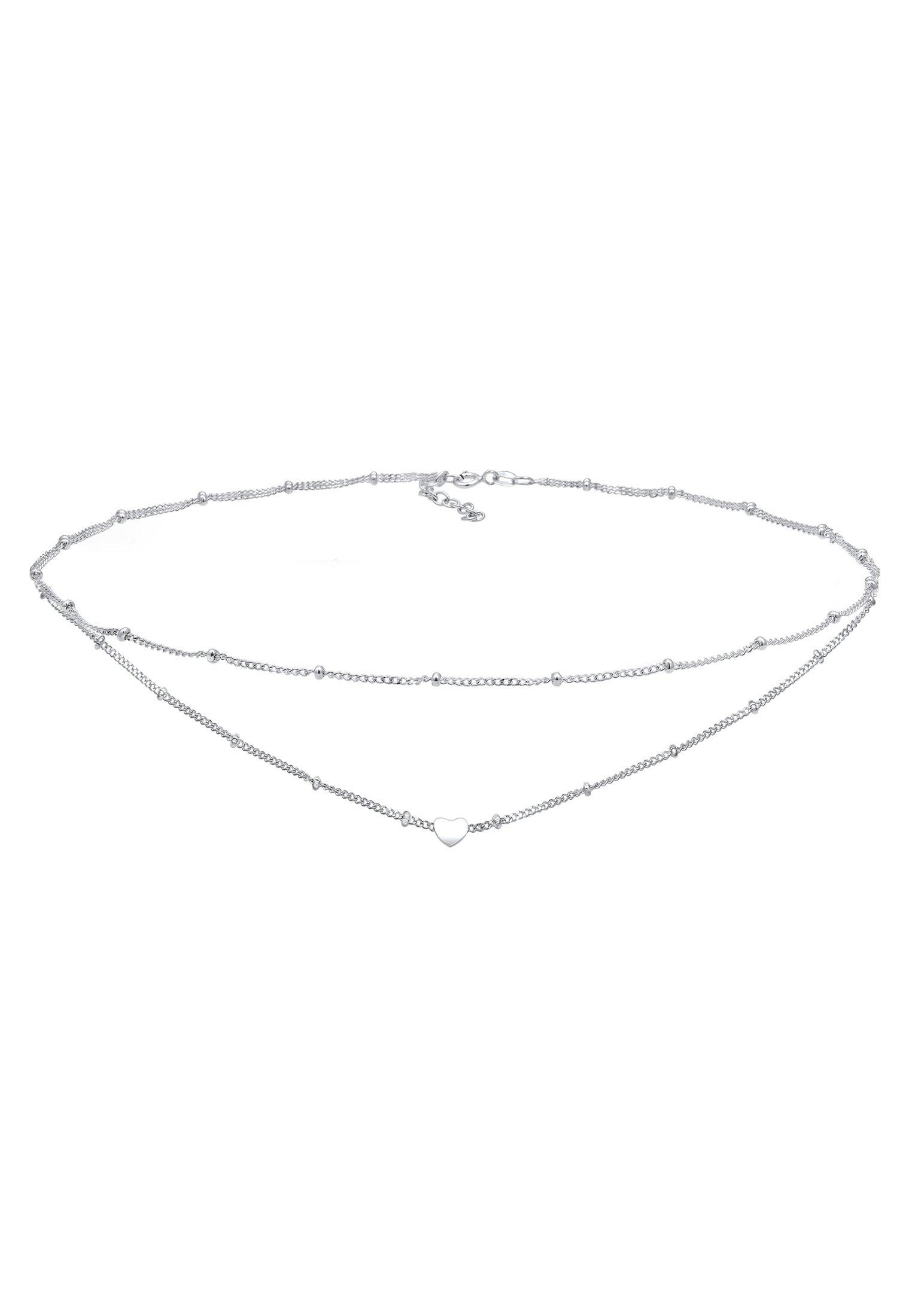 Halskette Choker Layer Herz Damen Silber 36cm von Elli