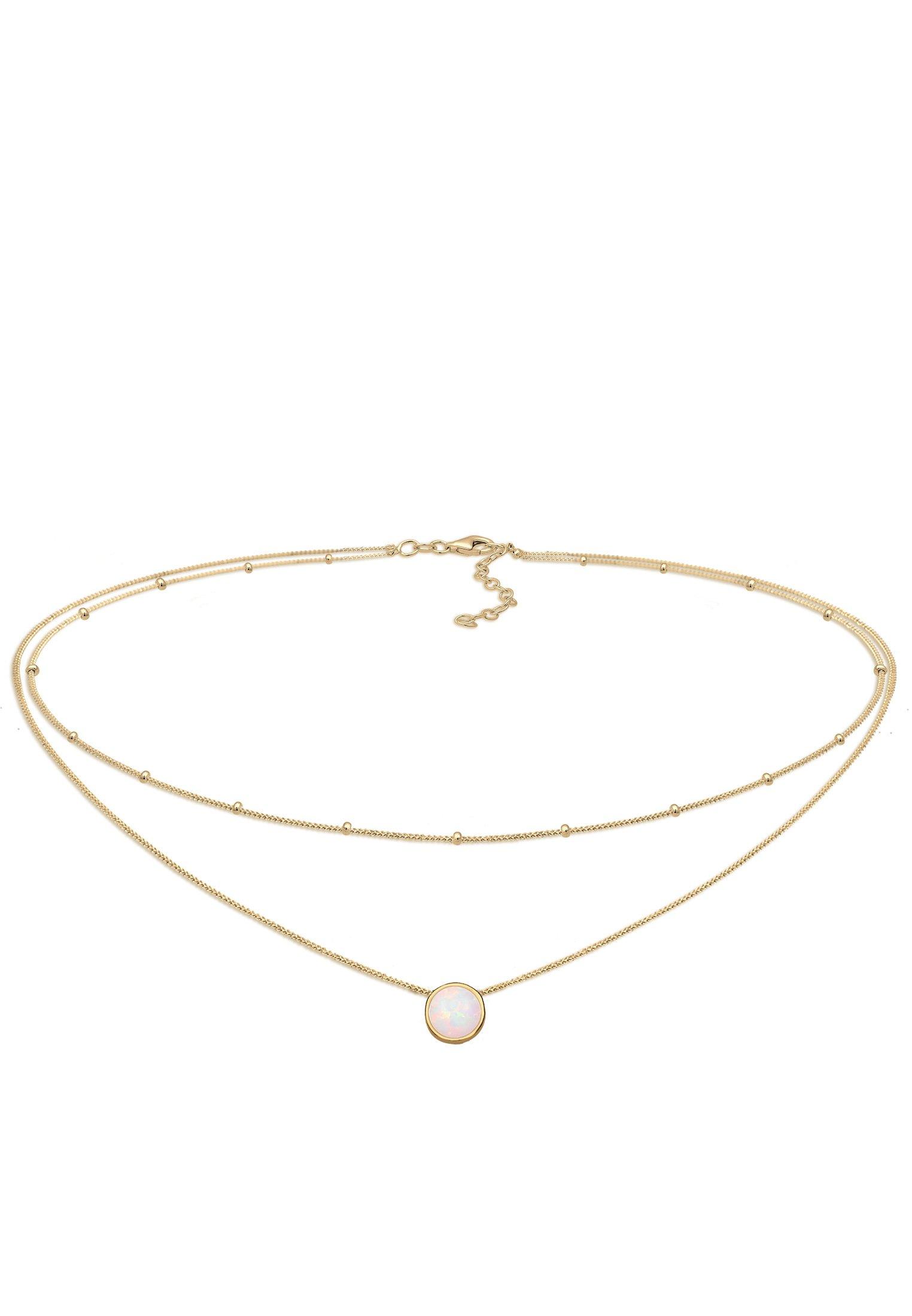 Halskette Choker Layer Opal Damen Gold 36cm von Elli