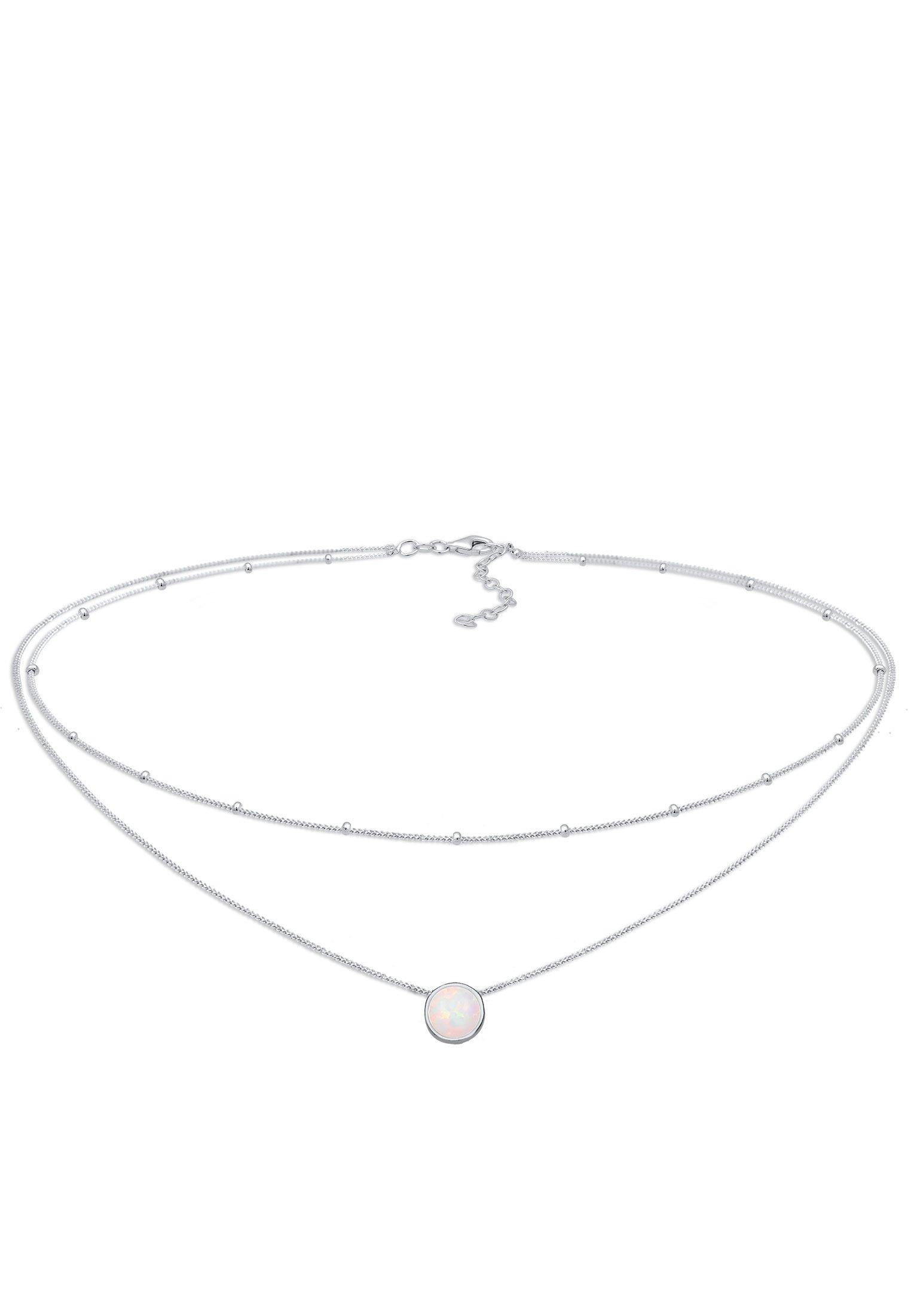 Halskette Choker Layer Opal Damen Silber 36cm von Elli