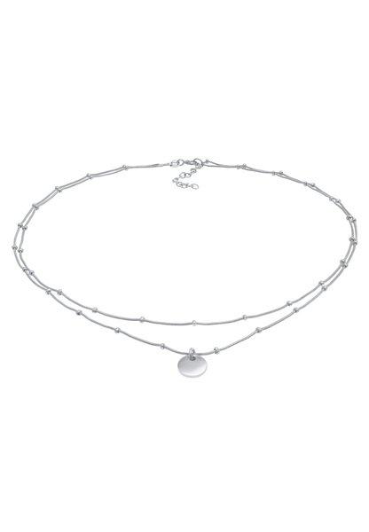 Halskette Choker Layer Plättchen Damen Silber 36cm von Elli