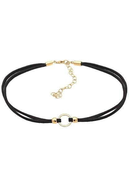 Halskette Choker Textilband Damen Gold 32cm von Elli