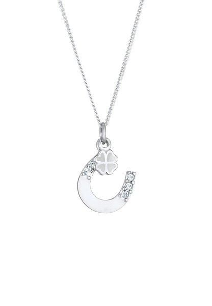 Halskette Hufeisen Kleeblatt Kristall Damen Silber 45cm von Elli