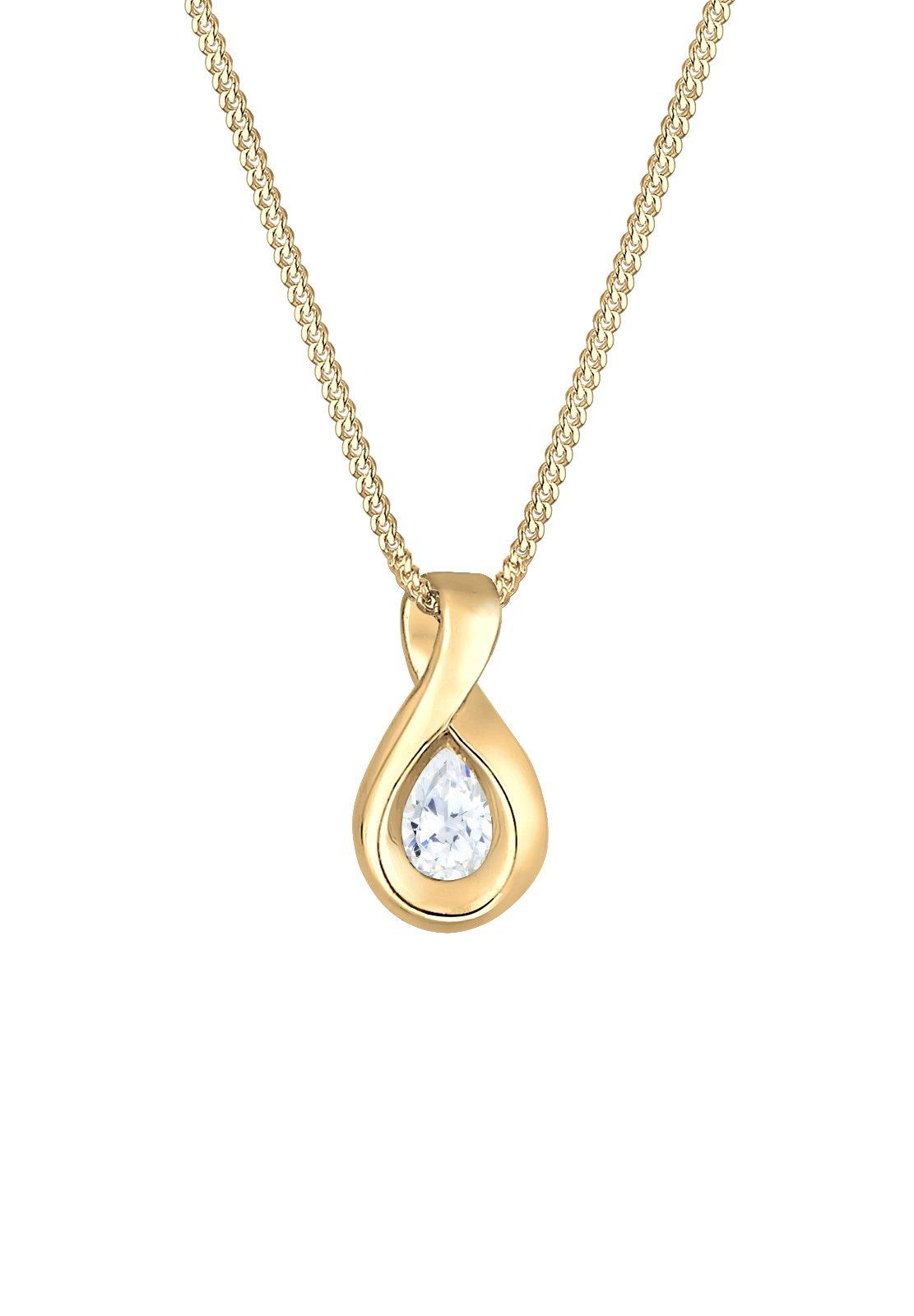 Halskette Infinity Zirkonia Unendlichkeit 585 Gelbgold Damen Gold 45cm von Elli