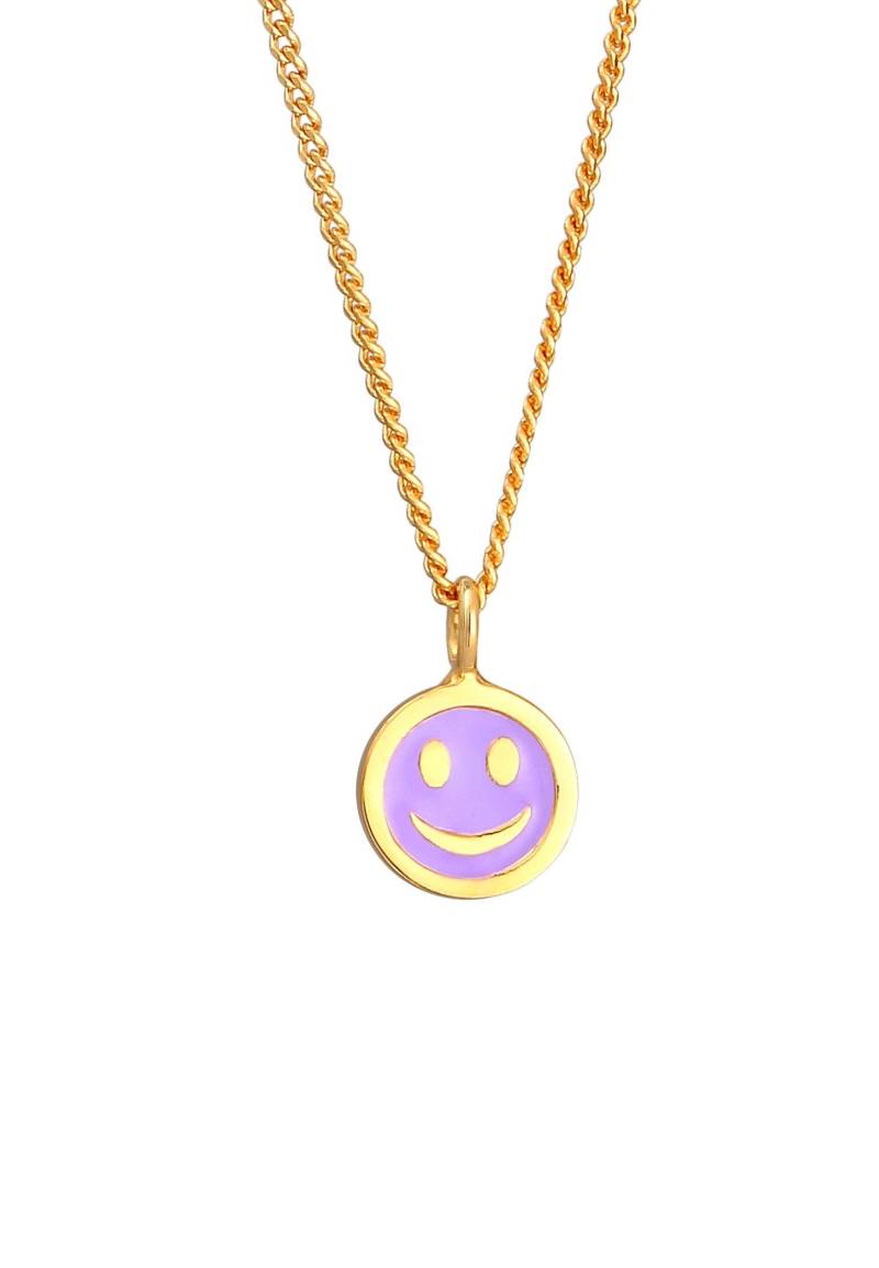 Halskette Mit Smile-motif Emaille Damen Gold 36cm von Elli