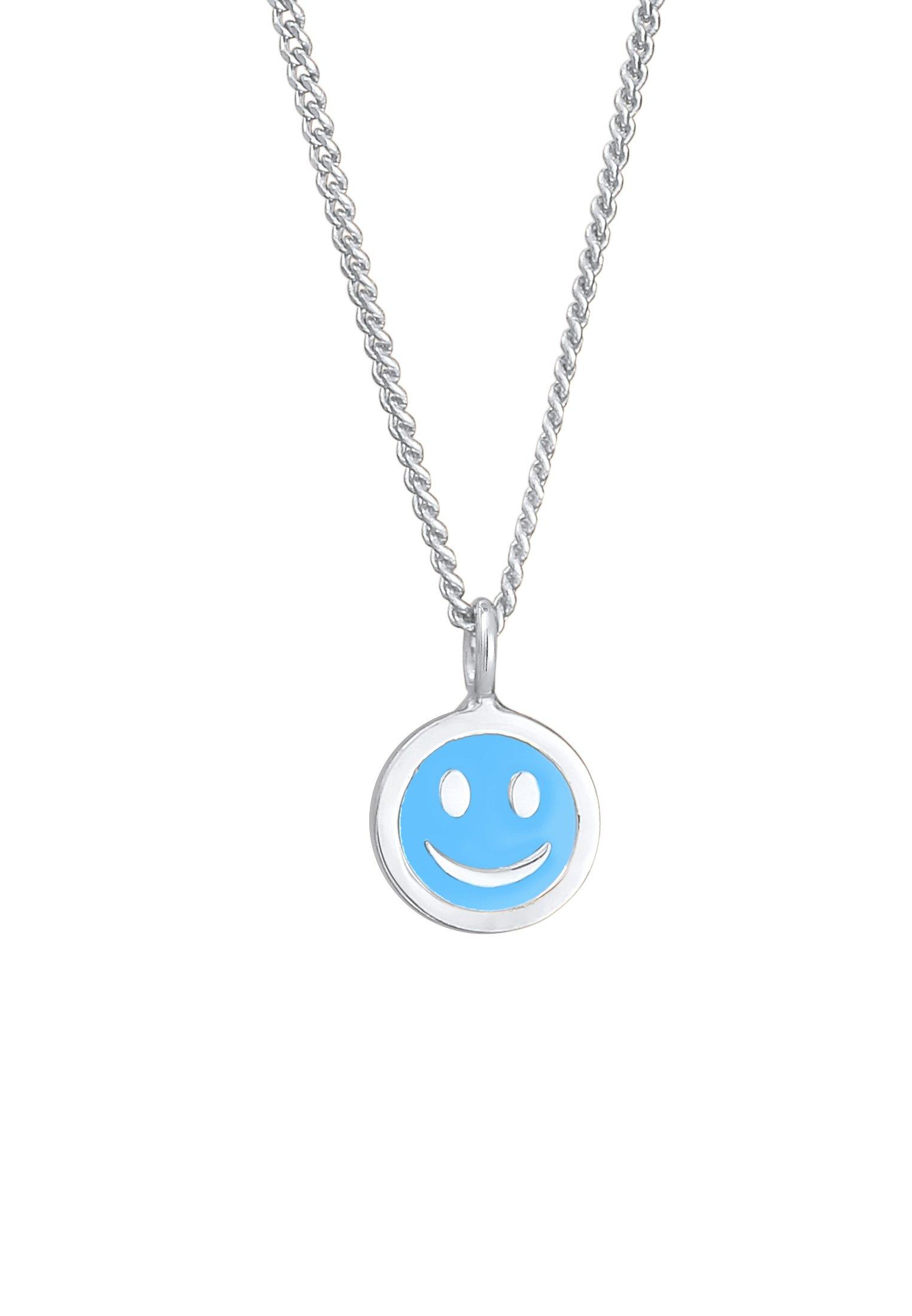 Halskette Mit Smile-motif Emaille Damen Hellblau 36cm von Elli
