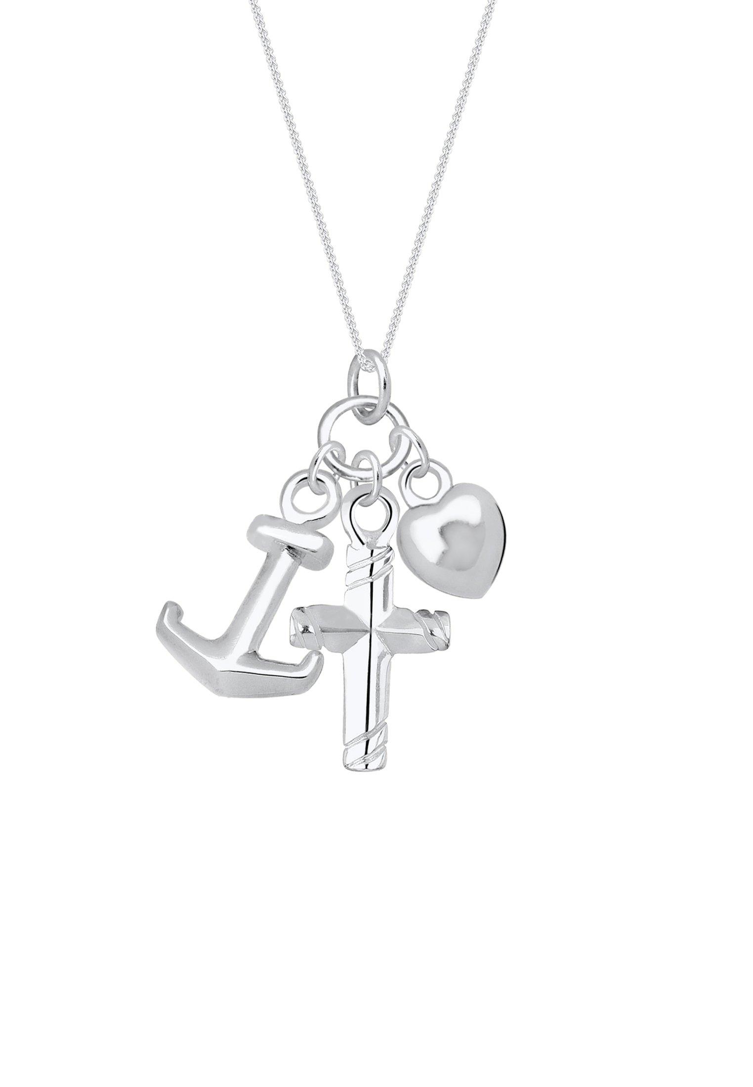 Halskette Kreuz Herz Anker Glaube Liebe Damen Silber 45cm von Elli