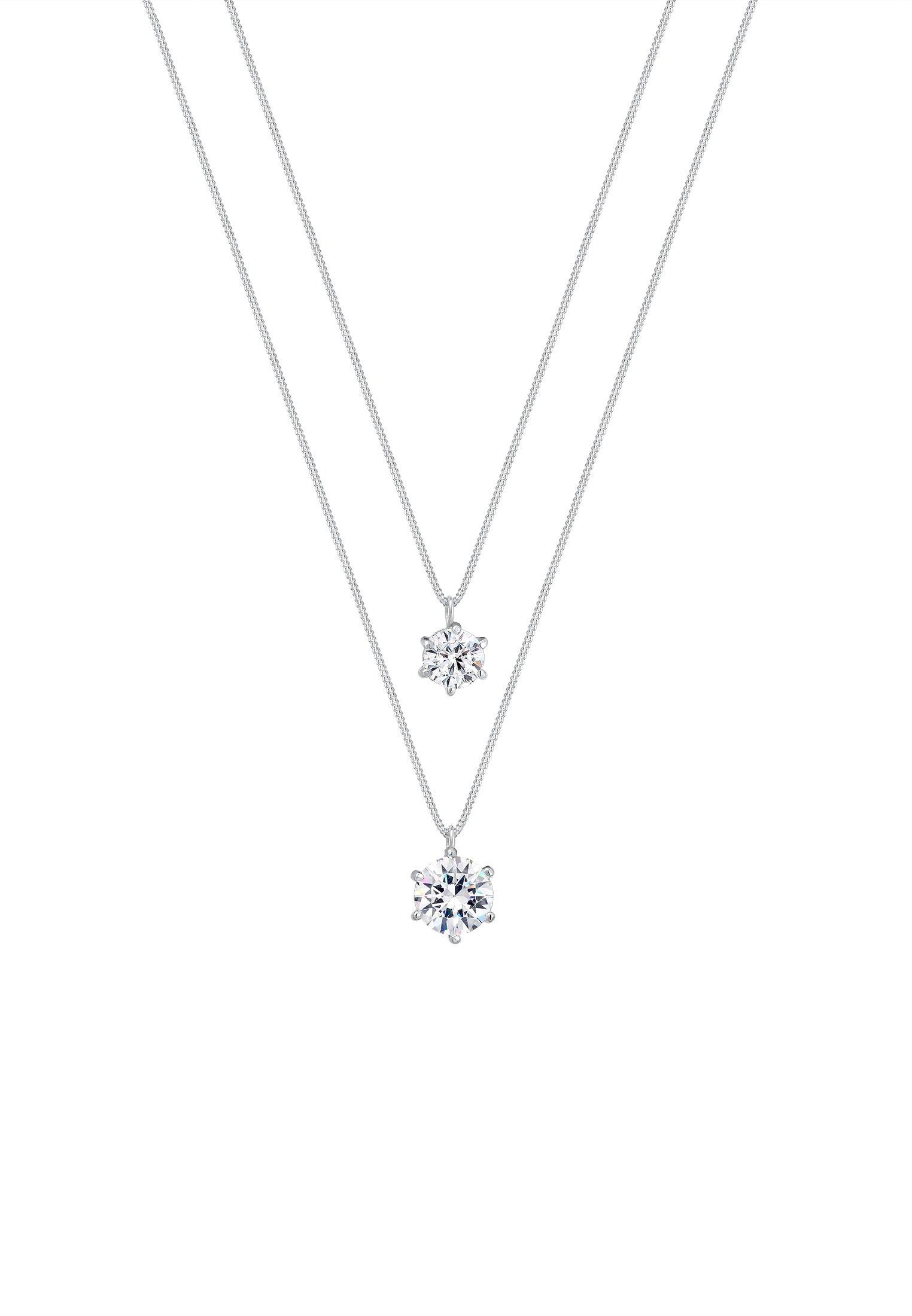 Halskette Layer Kristall Anhänger Damen Silber 45cm von Elli
