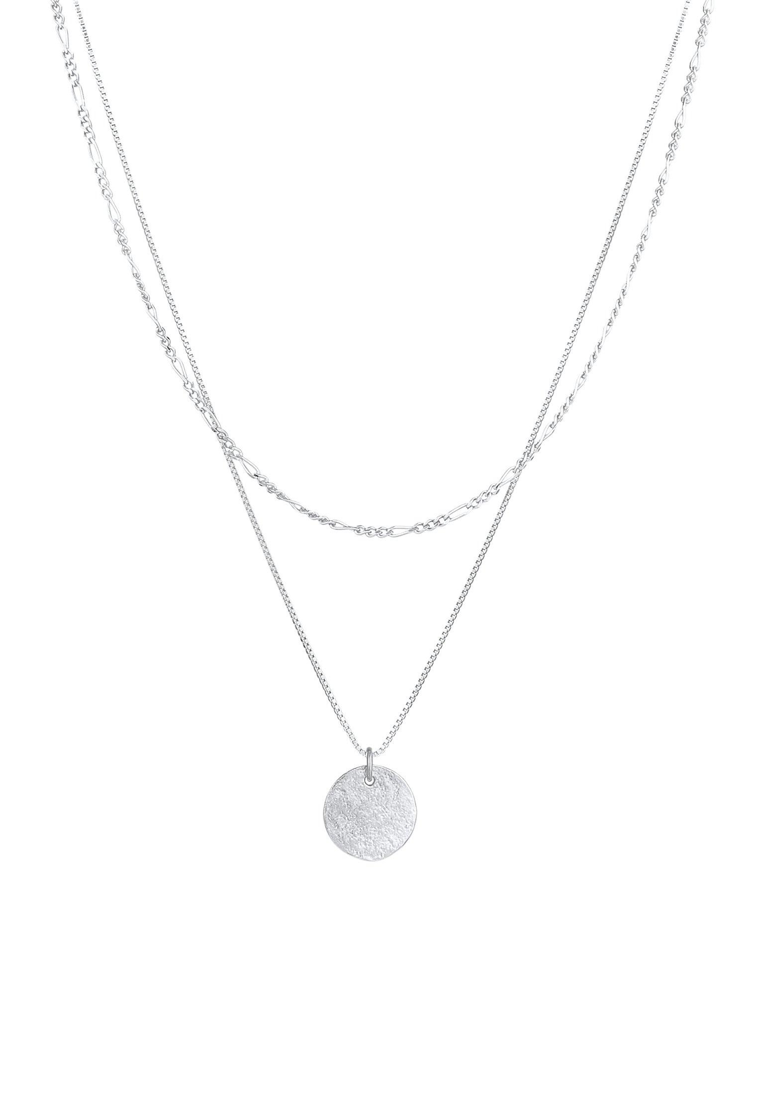 Halskette Layer Plättchen Anhänger Damen Silber 40cm von Elli