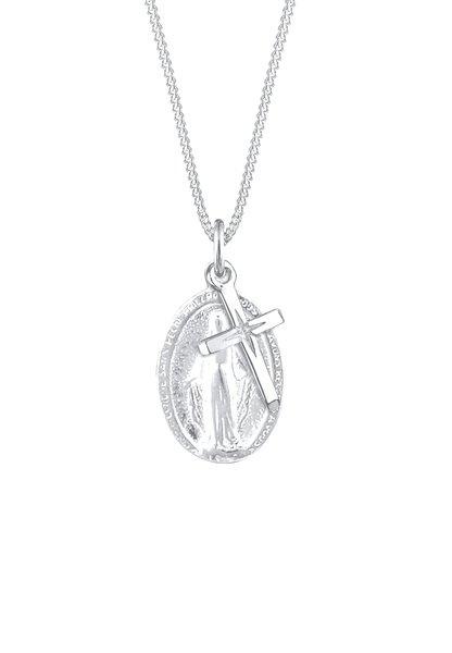 Halskette Marienbild Kreuz Anhänger Damen Silber 45cm von Elli
