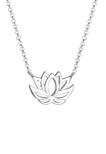 Halskette Ornament Lotusblume Talisman Damen Silber 45cm von Elli